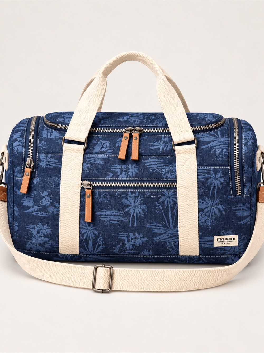 Steve Madden Blue Tropical Print Duffle Weekender Travel Bag New 🌴